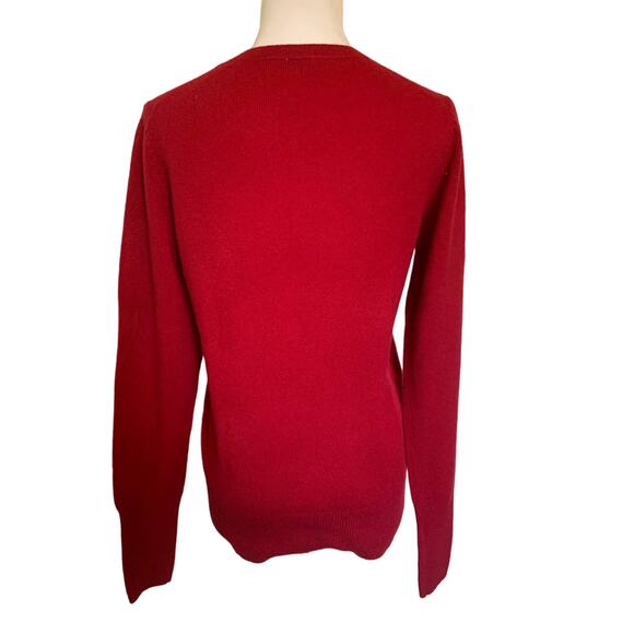 Classic Red V-Neck Women's Sweater - Picture 2 of 7